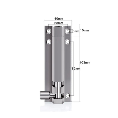 Snaps Shut Sliding Bolt Door Latch With Instant Auto Return Action Tight Grip Gate Window And Patio Barn Cupboard Slide Lock, metal design, 103mm length.