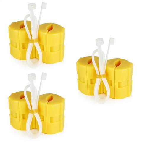 Three yellow Magnetic Fuel Saver XP-2 Vehicle Economizer units for cars, trucks, motorcycles, enhancing gas mileage and performance.