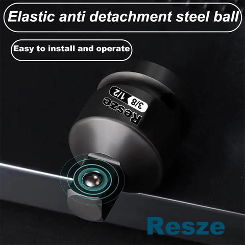 Beefy Impact Socket Adapter And Reducer Set 3/4 To 1/2 Inch Drive with anti detachment steel ball, close-up view.