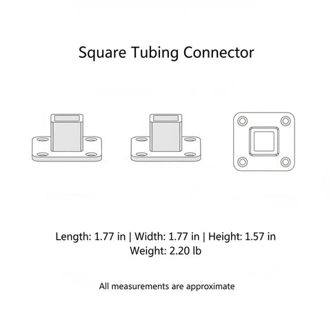 Chrome Plated Steel Square Tubing Connector Slip Fit Joint for Easy No Weld Shelving and Rack Building diagram