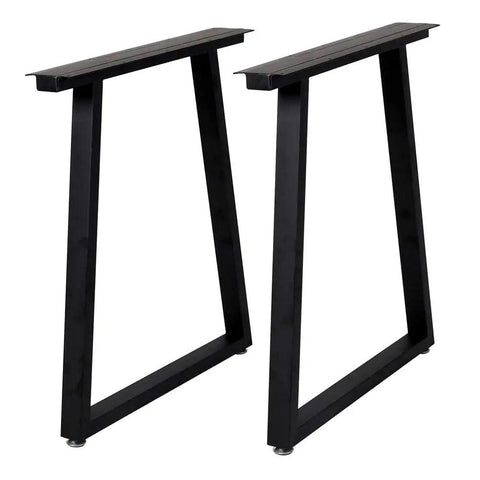 Heavy Duty Industrial Table Legs Set Of 2 In Trapezoid Shape 28 Inch Tall Solid Steel With Matte Finish Welded Joints Built Tough And Capable Of Up To 1000 Lbs