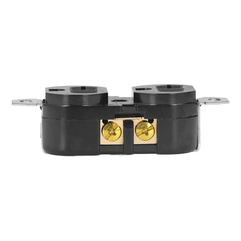 Rock Solid Double Industrial Outlet Socket Heavy Duty Power Receptacle showing dual receptacles and gold pins for connections.