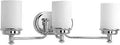 Glide Collection 3-Light Etched Opal Glass Coastal Bath Vanity Light In Polished Chrome, Ultra Sleek Coastal Vibe For Your Bath