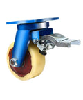 Rock Solid Heavy Duty 8 And 12 Inch Nylon Swivel Caster with brake lock and blue metal bracket for carts.