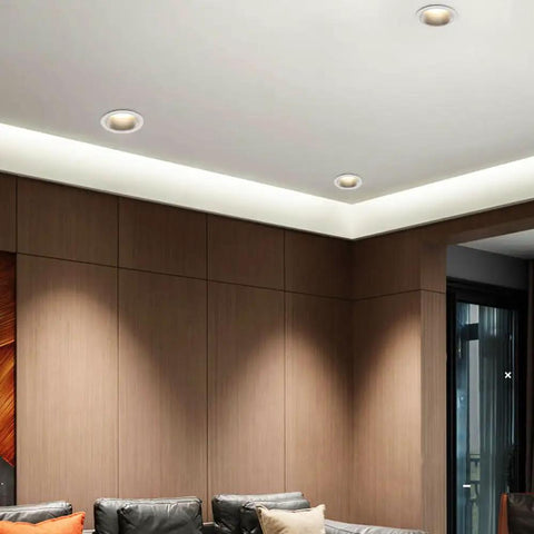 14 Pack Fresh Look Led Recessed Downlights With 3 Cct Selectable Cozy To Crisp Brights, CRI 98 Full Spectrum Anti Glare Trim, Rugged Aluminum Housing, No Sweat Setup Retrofit Ceiling Fixtures installed in a modern ceiling.
