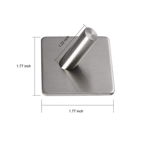 Self Adhesive Towel Bar Rack Set In 18/8 Stainless Steel, 16 Or 21 Inch, close-up of adhesive hook with dimensions