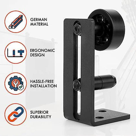 Sliding Barn Door Floor Guide With Bottom Adjustable Roller Eight Setup Options Delivers Quiet Operation And A Flush Design With Felt Strips Prevents Door From Swinging Or Hitting Walls Ensures Perfect Alignment Easy Installation Pack Of One.