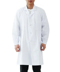 Unisex Professional Lab Coat for Men and Women, Button Front Long Medical Coat for Science, Doc, Nurse, or Student, White