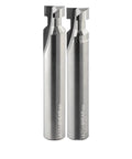 Top Shelf T Slot Router Bit Set With Half Inch Shank Crafted For Sharp Track Saw Clamp Grooves And Standard Insert Fasteners Featuring Supercarbide Tips, two T slot router bits.