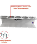 Pneumatic Tool Holder And Aerosol Rack Combo Wall Mount For Garage And Trailer Holds Five Cans With Six Slots Made In USA Air Tool Organizer