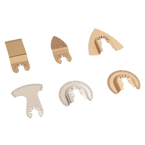 Cemented Carbide Oscillating Saw Blade Set Six Piece Heavy Duty Multi Tool Blades For Ceramics Tile Concrete Grout Cutting