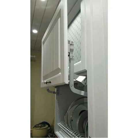 Vertical Lift Cabinet Door Hinge With Pneumatic Flap Up Support For Overhead Cabinets Smooth Upward Opening