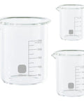 Glass Measuring Beaker Set With 3.3 Borosilicate Glass Beakers, Printed Graduations For Easy Readouts, Includes 50 mL 100 mL 250 mL