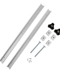 Aluminum Alloy T Track Rail Set With Sliders And Handles For Woodworking Jigs Fixtures Drill Press Tables And Router Tables M6 And M8 T Bolts Silver Finish 500mm 20 Inch DIY Friendly Pro Grade - components laid out