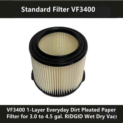 1 Pack Replacement Cartridge Filter Compatible With 3 To 4.5 Gallon Wet Dry Shop Vacuums 1 Layer Pleated Paper HEPA Filter
