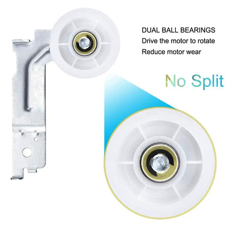 Close-up of dual ball bearing in Upgraded Dryer Pulley Belt Kit With Dual Ball Bearing Idler And Hefty 6602-001655 Belt