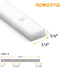 Diagram of aluminum miter bar component from Table Saw Crosscut Sled Kit with measurements and hole details for precise fitting.