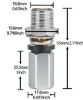 Heavy Duty SO239 CB Radio Antenna Stud Adapter For 3/8-24 Threads Mount shown with detailed dimensions