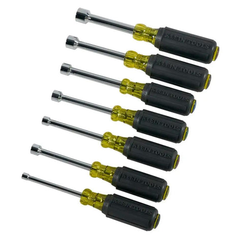 Long Reach Hollow Shaft Nut Driver Set With Cushion Grip Handles, 7-Piece, Sizes 3/16, 1/4, 5/16, 11/32, 3/8, 7/16, 1/2 Inch, Made In USA