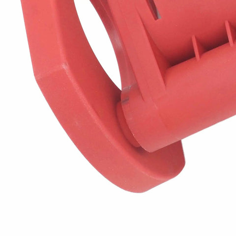 Heavy Duty Router Lift For Woodworking Tables Built Tough With Abs Housing And Stainless Steel Bearings close-up of red ABS handle.