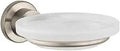 2 Inch Soap Dish With Brushed Nickel Finish, Solid Brass Holder, Frosted Crystal Glass Dish, Modern Bath Accessory From Citterio Collection.