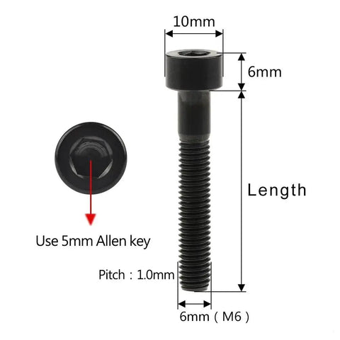 Top Shelf M6 By 15 Millimeter Titanium Grade Hex Head Bolts For Bicycle Seatpost Headset Brake System Knockout Cycle Hardware Fasteners Built Different dimensions with hex head and specifications.