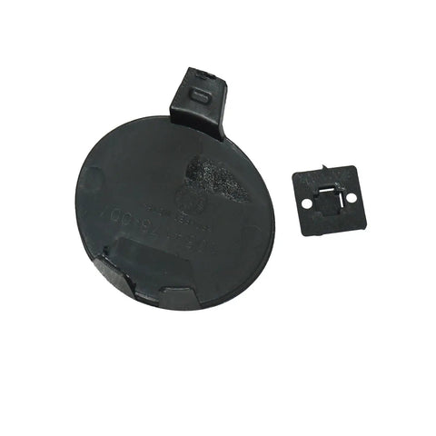 Straight Plug Front Tow Hook Trailer Towing Cover Cap For Tesla Model 3 2017 Through 2019, unpainted black composite cover design.