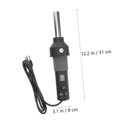 110V Soldering Gun Kit With LCD Desoldering Station And Heat Gun Includes Nozzles Portable Temperature Controlled Tool For Desoldering Mount Components And Protecting Circuits, vertical view showcasing tool dimensions with cord