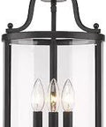 Matte Black Three Light Pendant With Lantern Style Frame Dope Modern Rustic Ceiling Light for Kitchen Island or Foyer Clean Lines Versatile Design