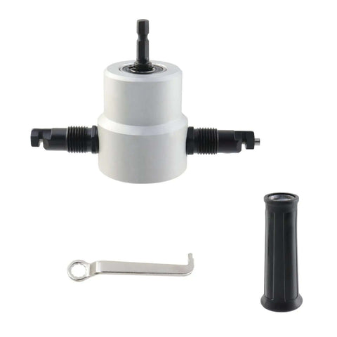 Double Head Metal Sheet Nibbler Cutter For Drill Attachments And Hole Saw Bits, DIY Friendly Paperboard Package Included, 7.4mm Cutting Diameter
