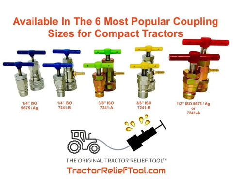 Hydraulic Quick Coupling Pressure Relief Tool for Half Inch Pioneer Ag Poppet Style Fittings ISO 7241 A 5675 compact tractors