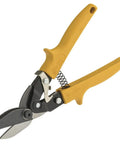 10 Inch Double Cut Aviation Snips for Sheet Metal and Ductwork with heavy duty hardened blades, yellow handles, spring mechanism