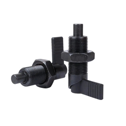 Top Grade Telescopic Spring Indexing Pin With L Handle Self Locking Knob Plunger, black, crafted from high-strength steel.