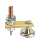 Earth Ground Connector For Auto Dent Repair And Stud Welding, metallic grounding tool with screws and golden plate, side view