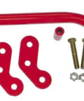 Panhard Rod Relocation Kit Bolt On Steel Brace For GM F Body 1982 To 2002 Street Driven And Track Tested With Red Powder Coat showing brace, brackets, and hardware