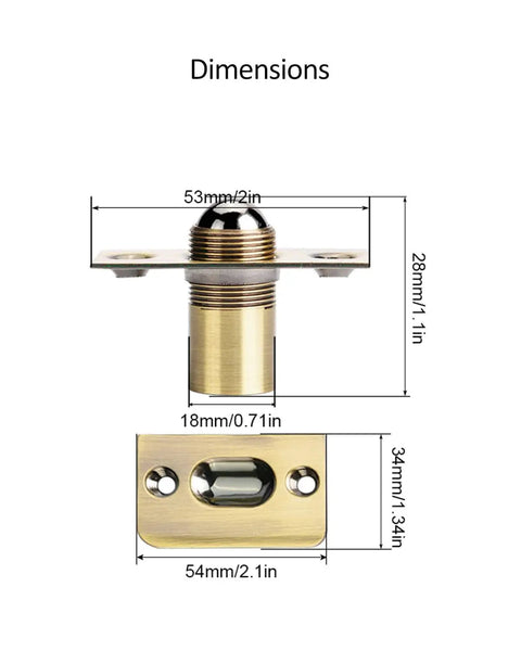Dimensions of 2 Pack Ball Catch Door Hardware For Top Of French Doors Adjustable Drive In Ball Latch Invisible Pantry Bronze