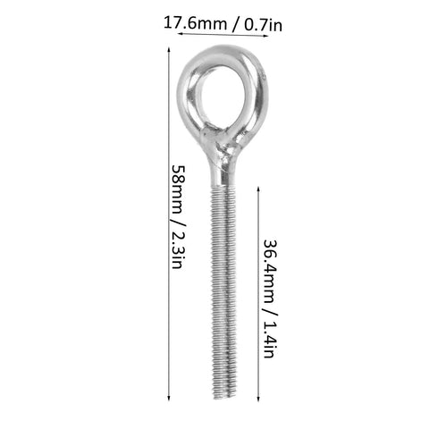 10 Pack M5 Eye Bolt and Eye Hook Kit in Stainless Steel for Hanging and Lifting, Boss Grade Heavy Duty Screw Eyelets for Wood and Metal Projects, Durable Ring Hooks for Solid Load Support. M5 stainless steel eye bolt, 58mm x 17.6mm