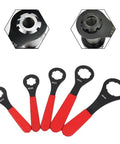Set of Heavy Duty ER Collet Wrench For ER16 ER20 ER25 ER32 ER40 CNC Spanner Tool, steel construction, red handles, top view