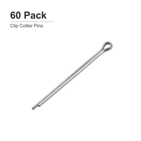 Heavy Duty 3mm by 50mm Cotter Pins 60 Pack for Machinery, 304 Stainless Steel Hairpin Fasteners Silver, Split Cotter Clips