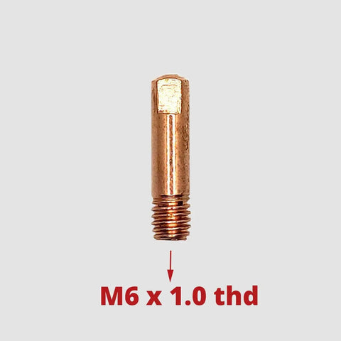 14 Piece Flux Core Gasless Nozzle Tips Kit With 0.030 Inch Tips For Mig Welders threaded brass tip close-up