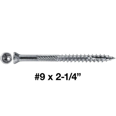 Number Nine By Two And Quarter Inch Stainless Steel Trim Head Wood Screws With Torx Star Drive Built For Acq Treated Lumber And Coastal Weather Delivers Smooth Turning And Ironclad Hold In A Hefty One Pound Pack
