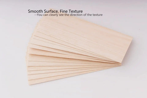 Side view of Balsa Wood Sheets Bundle One Sixteenth Inch Thick 4 By 12 Inches Natural Unfinished Wood For DIY Crafts And Model Making Perfect For House Airplane Ship And Boat Projects Wooden Plate Blocks For School Projects 300x100x1.5mm
