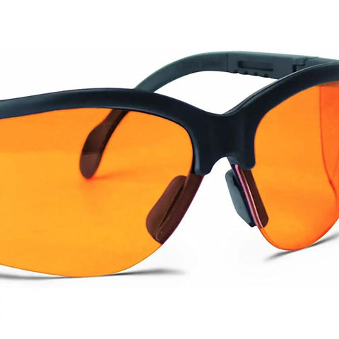Top Level Polycarbonate Safety Shooting Glasses With Adjustable Nose Pad Half Frame Amber Lenses Built Tough For The Range And Sweet All Day Comfort Out On The Field