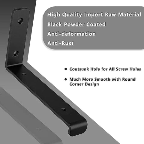 7.25 Inch Floating Shelf Brackets Set Of 4 Built Tough Heavy Duty Wall Mounted One Quarter Inch Thick Matte Black Carbon Steel Shelving Supports For Strong Home Storage And Easy Install