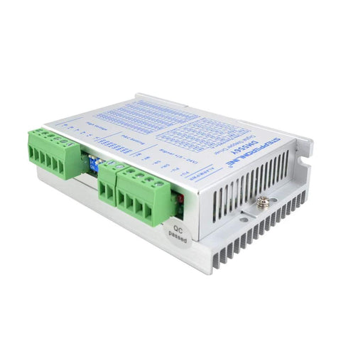 Step motor driver module in a silver metal case with green terminal blocks; front view.