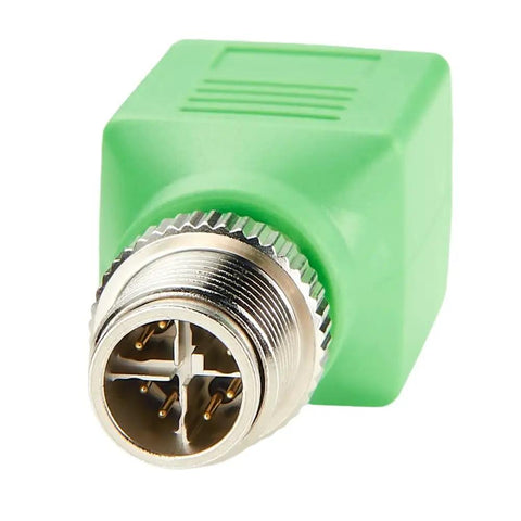 M12 X Coded 8 Pin To RJ45 Adapter For Cat6 Industrial Ethernet Shielded Bulkhead Jack IP67 Waterproof Connector front view