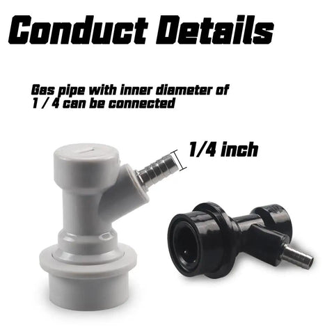 Keg Ball Lock Disconnect Set With Gas 1/4 Barb And Liquid 1/4 Barb Quick Disconnects Plus Beer Swivel Nuts For Home Brewing, Sturdy PBT Body And Stainless Steel Barb Parts, Easy Clamp On Connections, 1/4 inch gas and liquid barb disconnects
