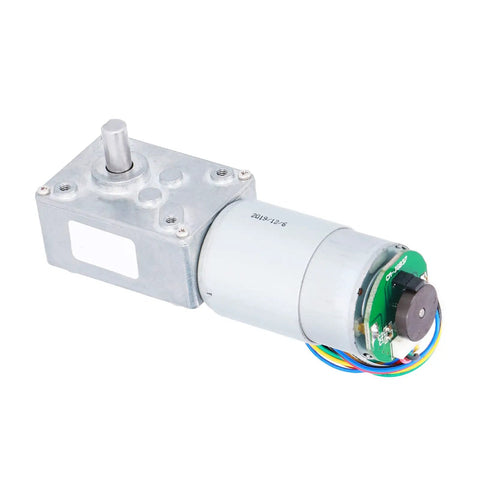 Gear Motor With Self Locking Function And Incremental Magnetic Encoder Two Or Three Channel, 40RPM, DC12V High Torque Industrial Drive For Automation And Motion Control, A Real Workhorse For Home Appliances, Power Tools, Automotive Shops. silver metal 8mm shaft gear motor with wiring