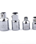 4 Piece Square Ratchet Socket Adapter Reducer Kit Includes 1/2 To 3/8 3/8 To 1/2 And 3/8 To 1/4 Plug Adapters In Silver Finish