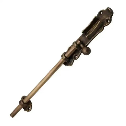 Rugged Solid Brass Slide Bolt Gate Latch With Bulletproof Flip Mechanism For Knockout Garden Door Security Pro Grade Exterior Hardware Kit With Fasteners, 14 cm brass latch with mounting features.